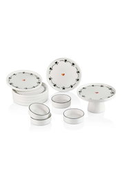 Hermia MCH0011360 Juego de Desayuno de Cerámica Blanco y Negro 11 Piezas